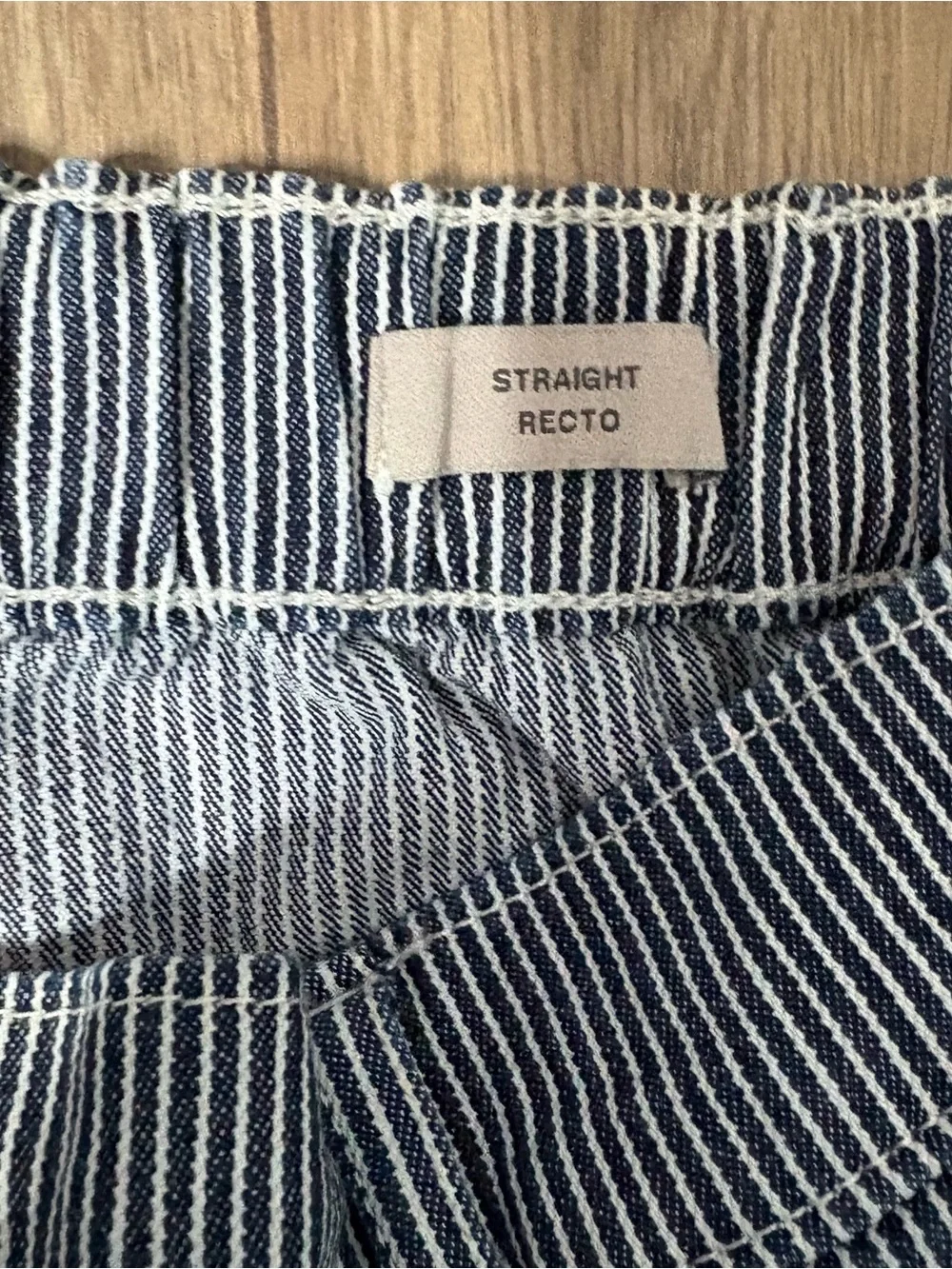NWT Goodfellow & Co Men Pants M Navy Striped Straight Fit Elastic Waist Cotton